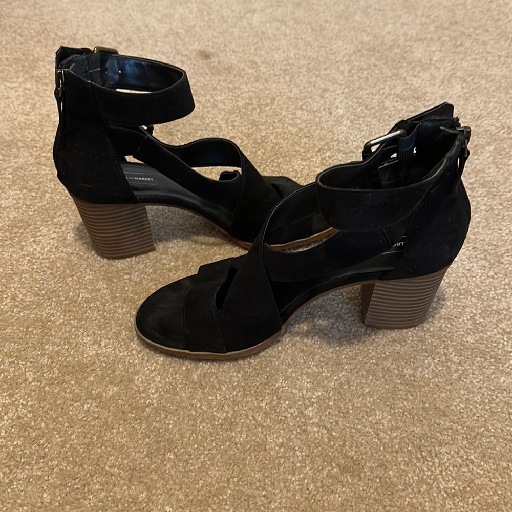 Melrose and Market Black Block Heel Sandals Women’s Size 7.5
